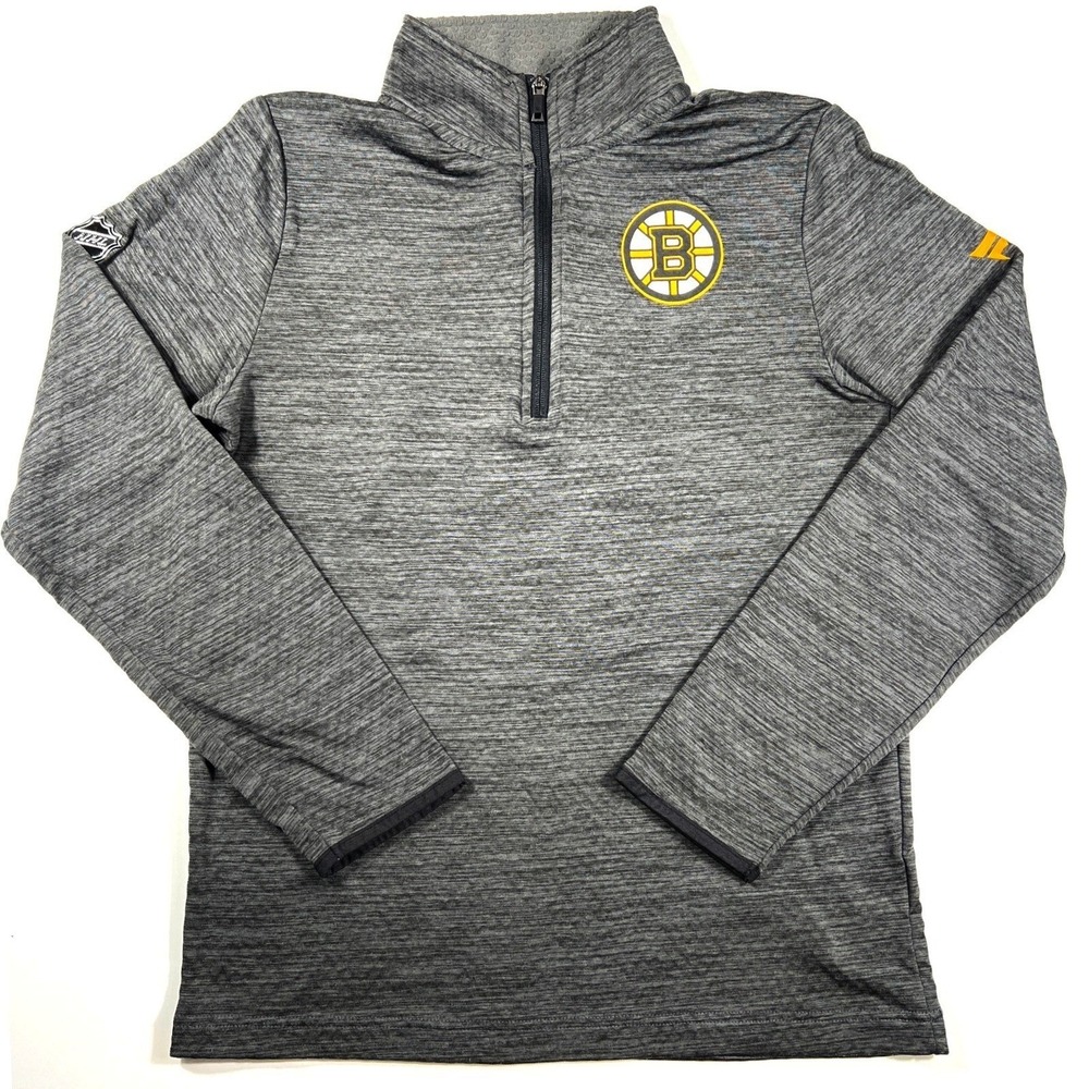 Boston Bruins Fanatics Authentic Pro NHL Grey Quarter Zip Pullover Small EUC